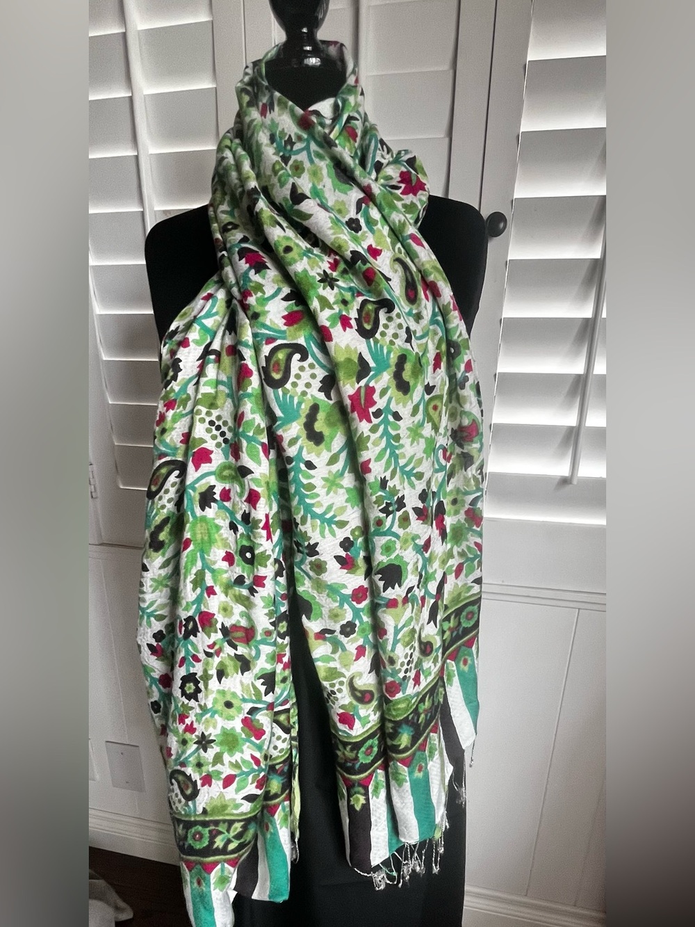 Floral Green Multi-Color Lightweight Scarf - Women Accessories